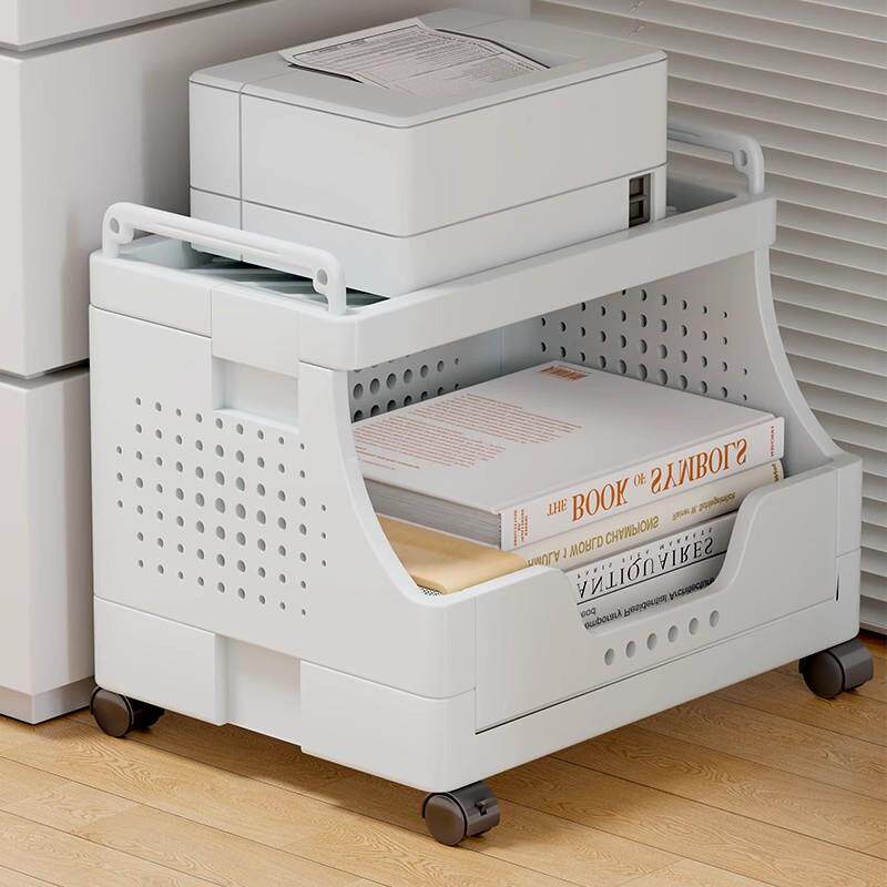 可移动打印机置物架工位桌下办公室小推车神器办公桌落地收纳架子