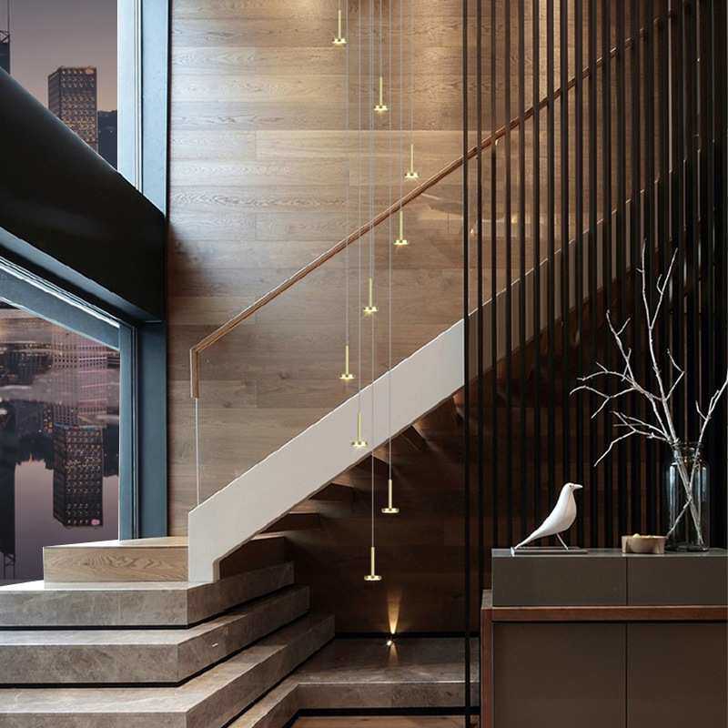 流星雨吊灯复式楼别墅loft旋转楼梯间吊线灯简约创意客厅大堂灯具