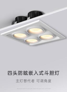 蜂窝深防眩 无主灯黑色白色四头嵌入式斗胆灯 豆胆灯 4*8 4*12W