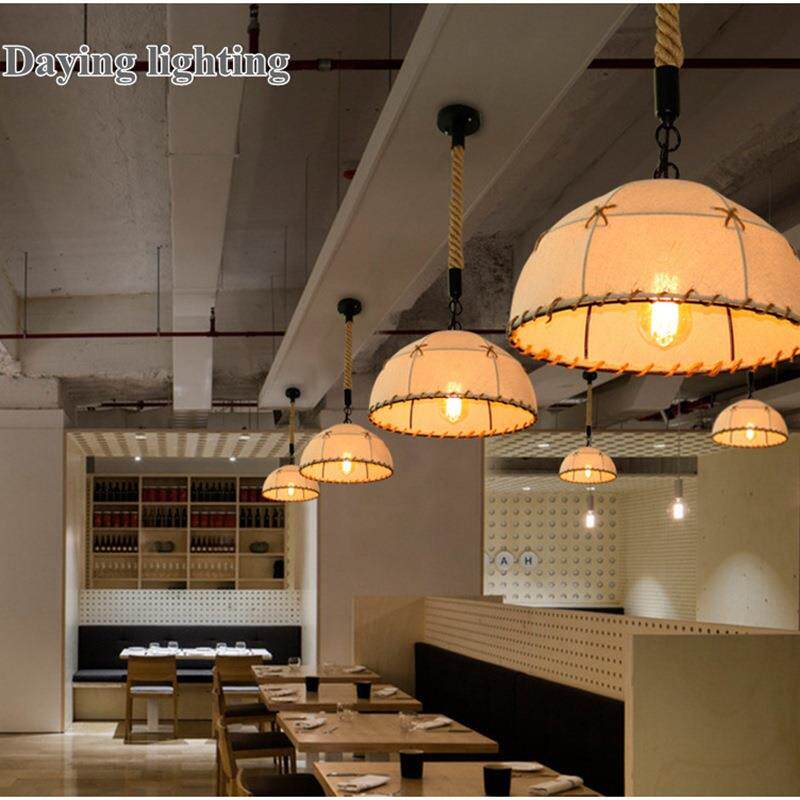 LOFT怀旧复古麻布麻绳吊灯美式乡村简约灯饰布艺创意餐厅民宿灯具