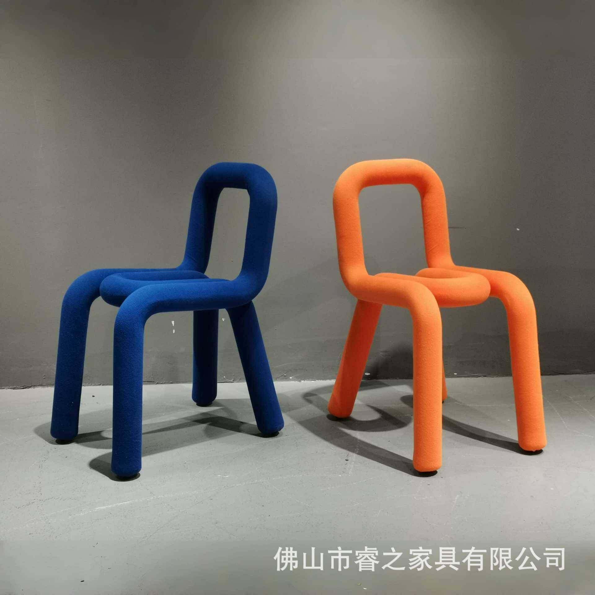 设计师网红创意家居样板间梳妆台简约现代异型水管回形针弯管餐椅