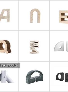 简约现代创意大理石书档书立软装样板间售楼部书房书夹家居装饰品