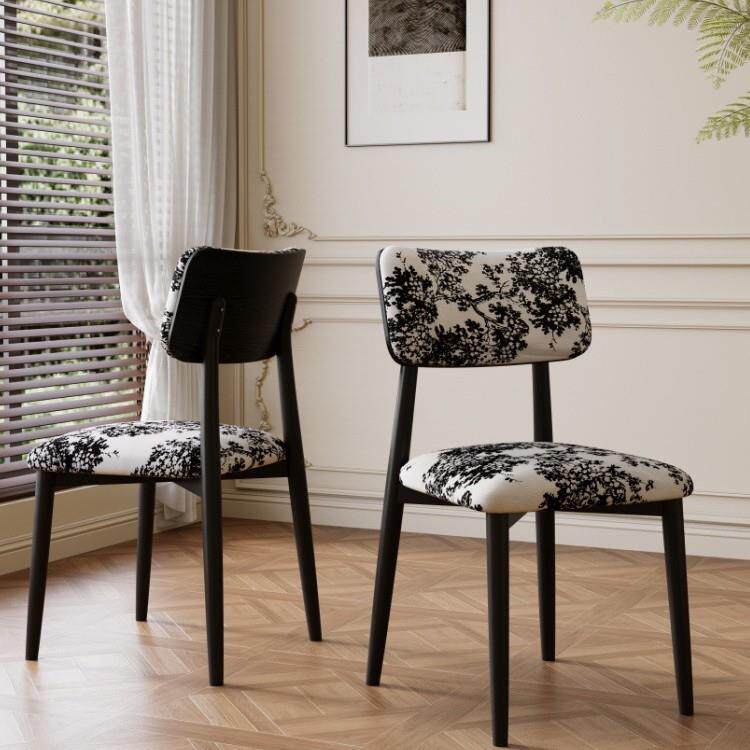 北欧简约实木餐椅家用现代简约轻奢高级感餐桌椅子靠背凳子中古