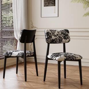 北欧简约实木餐椅家用现代简约轻奢高级感餐桌椅子靠背凳子中古