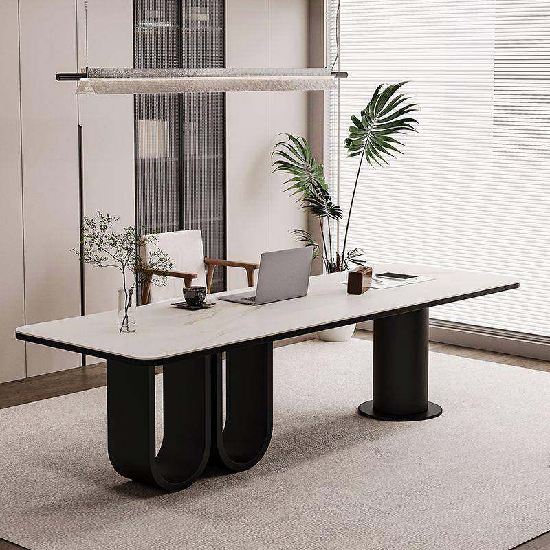 轻奢岩板办公桌老板桌商用办公室现代简约感电脑桌工作台大气