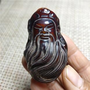 供应古玩杂项耗牛角雕刻工艺品关公手把件文玩牛角挂件