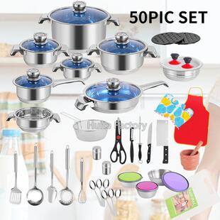 不锈钢套装锅kitchenware30/50/100pcspot炊具烹饪锅具套装
