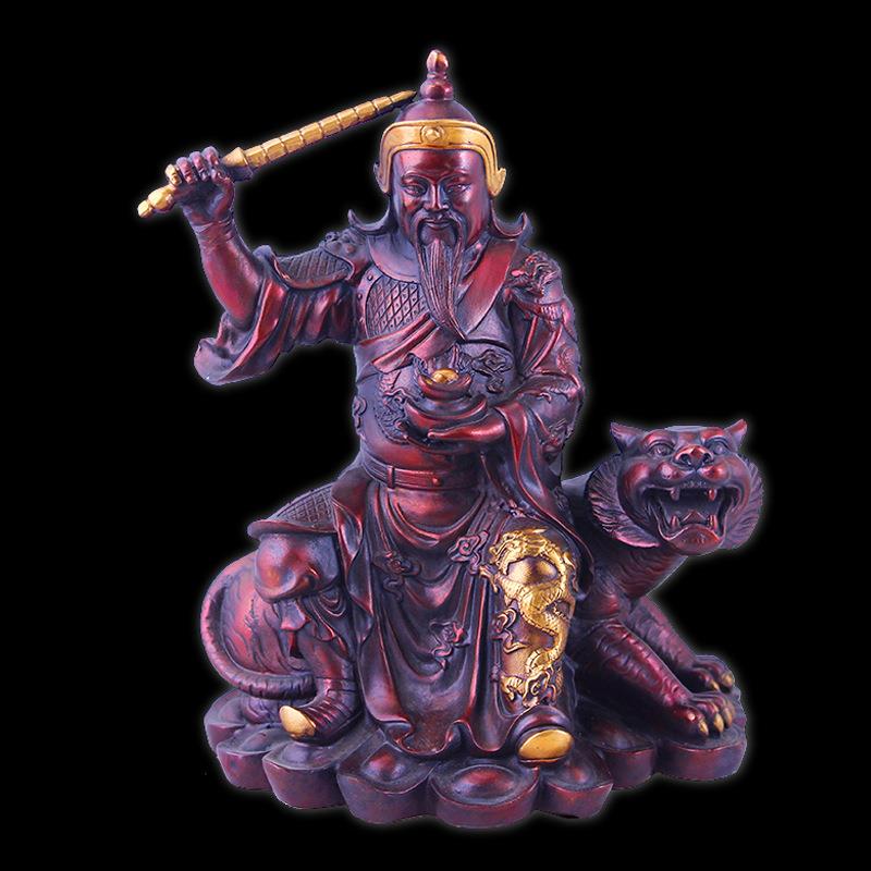 铜武财神赵公明紫铜扬鞭赵公明神像摆件金属工艺品直销