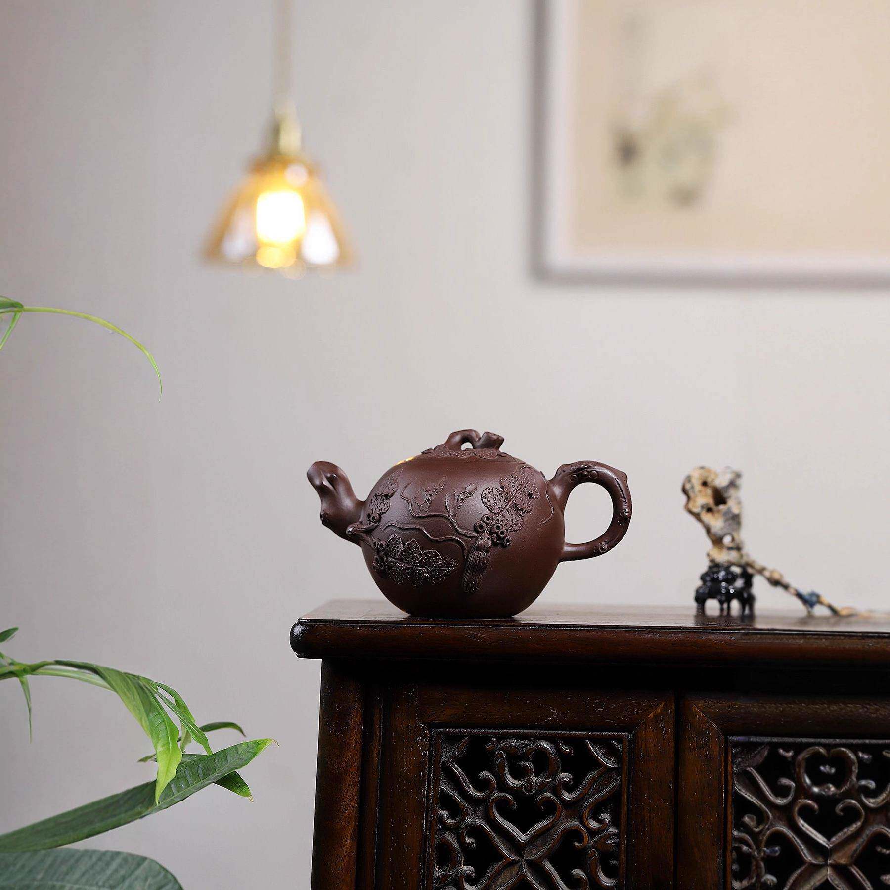 松鼠葡萄宜兴紫砂壶原矿紫泥名家手制高档紫砂茶壶产地直销