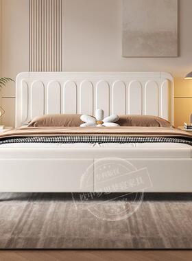 工厂直发奶油风实木床简约现代白色北欧1米8双人主卧1米5大床1.8