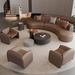酒店大堂休息区接待美容院弧形办公室现代轻奢新品售楼处洽谈沙发