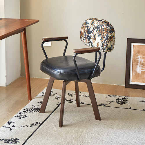 电脑椅家用复古椅子舒服久坐书房办公书桌椅可旋转卧室座椅靠背椅