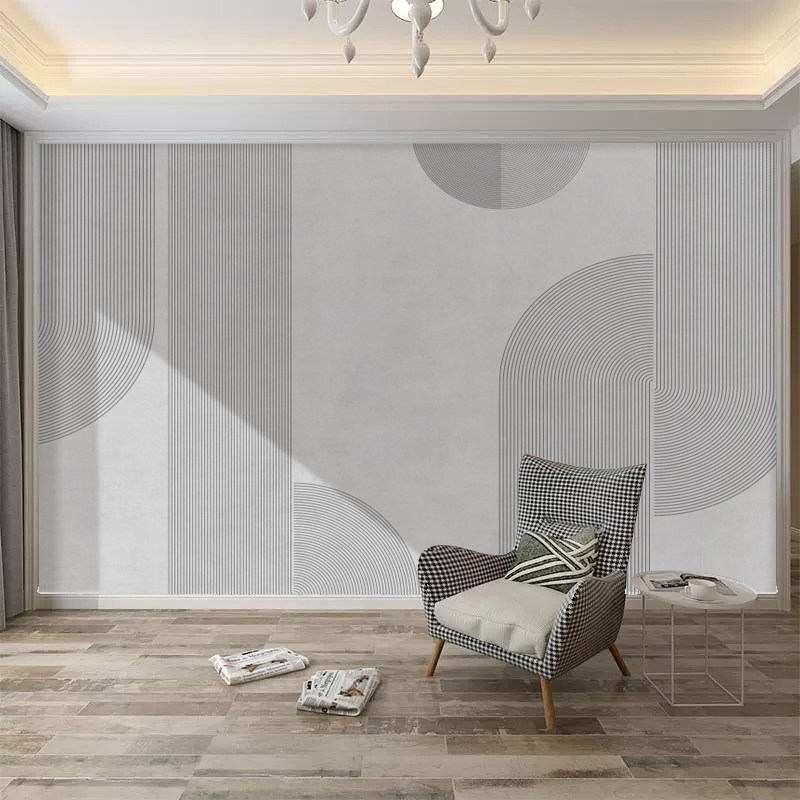 2022款简约轻奢卧室背景墙壁纸抽象线条艺术墙纸侘寂风肌理壁画布