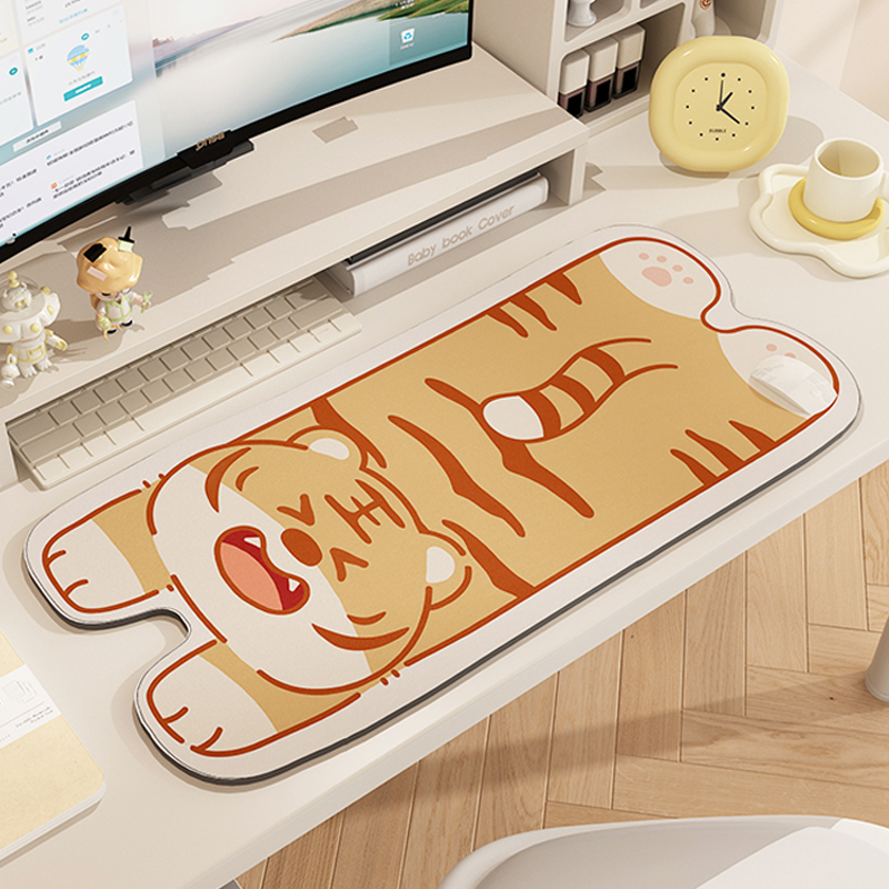 异形小老虎电脑办公桌垫鼠标垫可爱女生大号宿舍笔记本键盘垫防滑