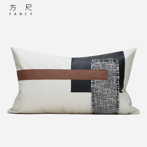 意式轻奢样板房间高端抱枕高级感米棕色客厅沙发腰枕设计师靠背垫