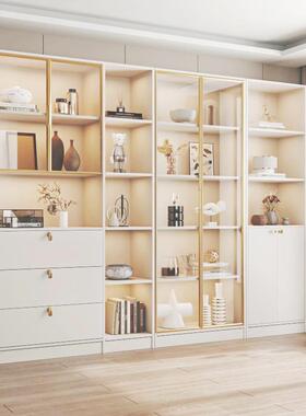 代简约展示柜带璃门书物柜组合轻奢落地靠墙现客ZON玻厅书架组合