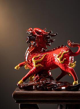 火麒麟摆件装一对大号公母招公财家居饰乔迁门办室口客lwc-6596厅