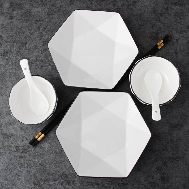 风碗碟套装陶瓷餐具饭无品牌/碗盘子家用2025新款创意拼碗盘组