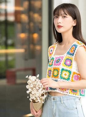 苏苏姐家祖母方编格QIL花背心织diy钩针衣服料材拼包毛线团凞