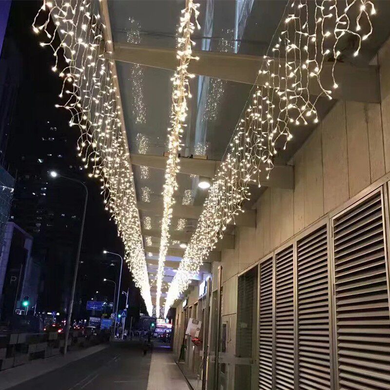 led小彩灯闪灯串灯满天星防水冰条窗帘瀑布圣诞灯饰节日门帘装饰