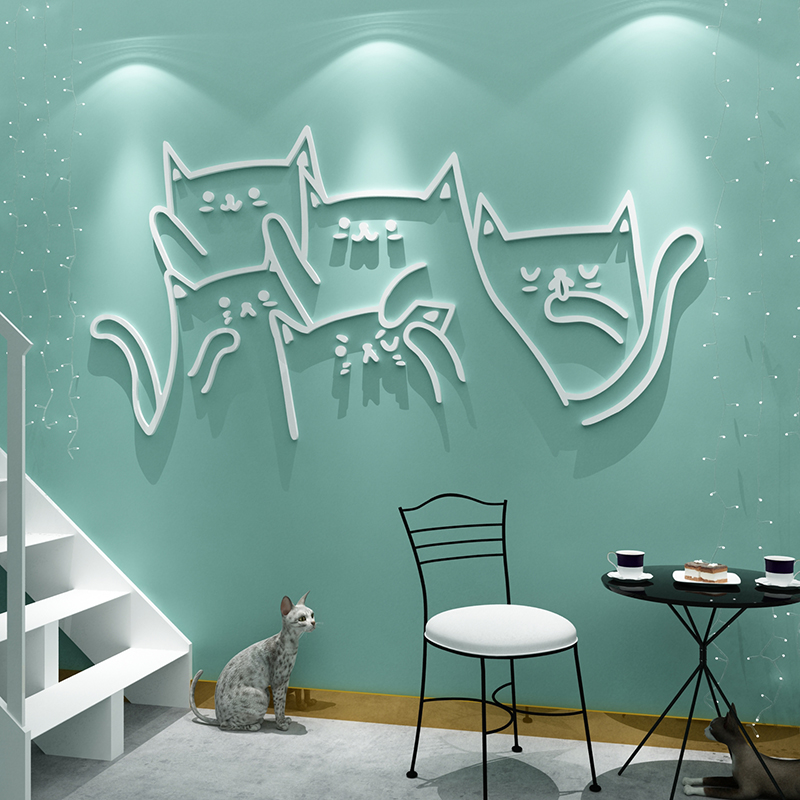 猫咖店铺墙贴纸画撸猫馆咪舍网红打卡宠物装饰用品玻璃门创意装修