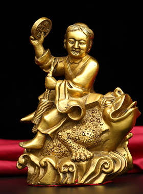 纯铜刘海戏金蟾摆件铜金蟾招财聚财家居客厅装饰品店铺工艺品摆件