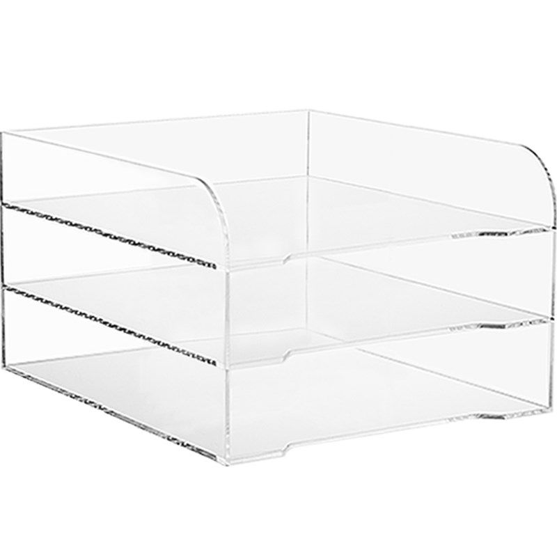 无香君透明亚克力桌面文件架正方形多层资料收纳盒大号中号