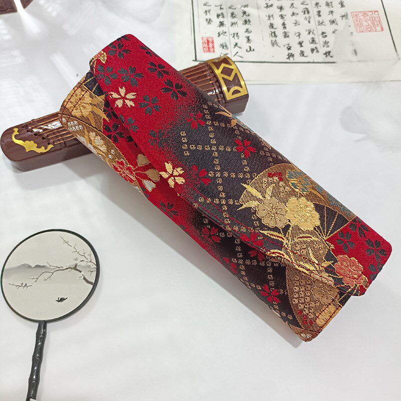 蔡籽手作包邮提花笔帘钢笔笔包西阵织扇子款布艺笔袋便携收纳包