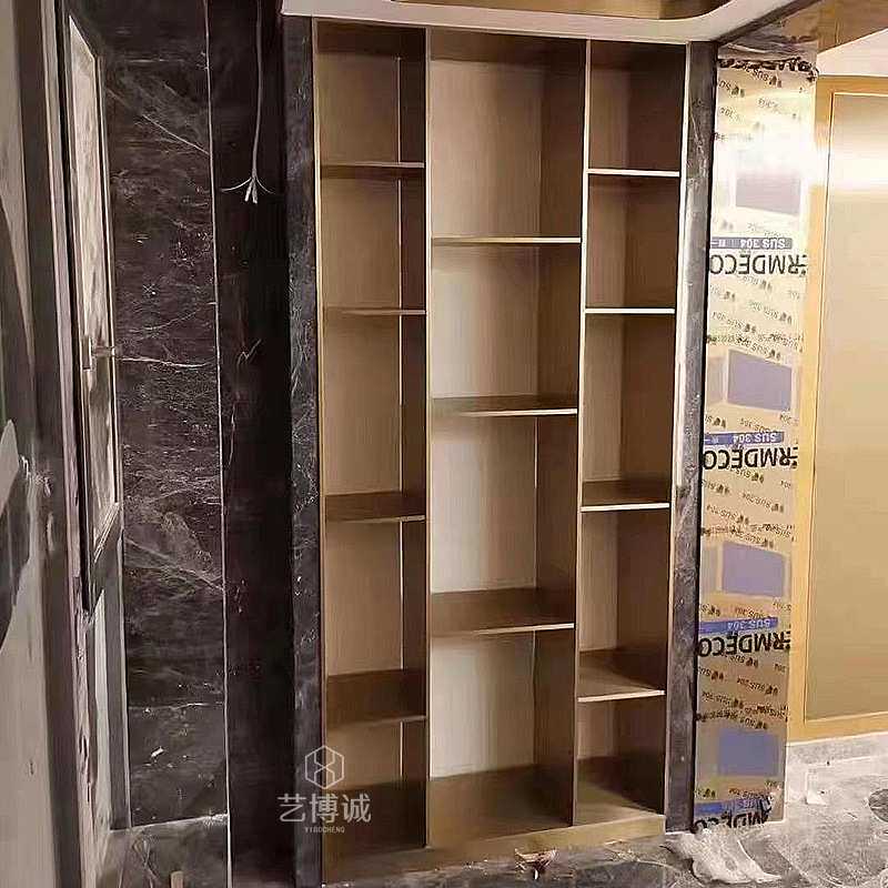 酒窖落地金属酒柜内设灯带产品展示柜客厅电视柜不锈钢隔断柜