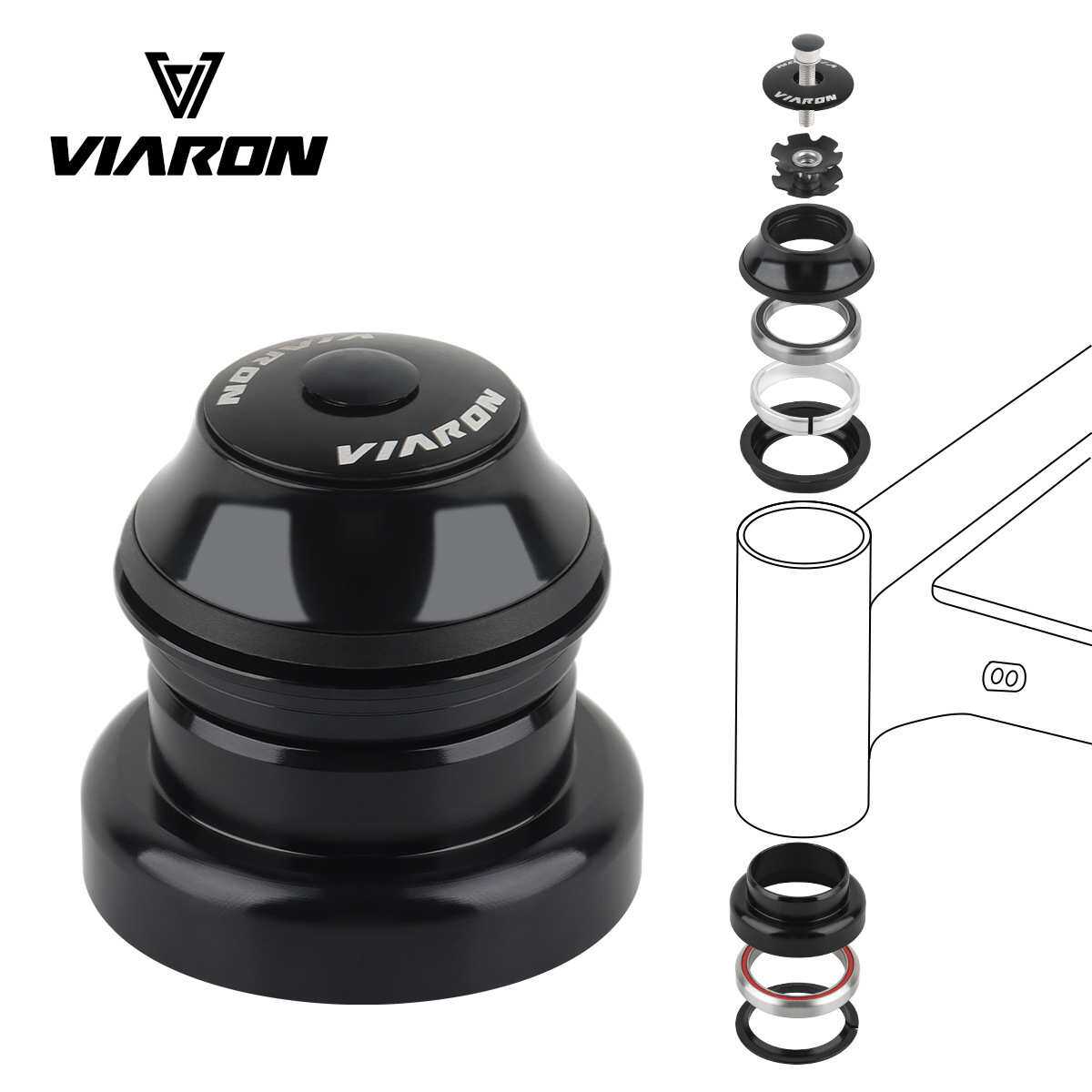 viaron山地车外置碗组直管转椎管44*44*39.8MM铝合金转向轴承碗组