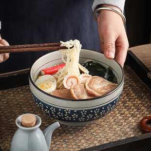 釉下彩日式吃面碗面馆油泼面陶瓷面条碗商用加厚拉面碗大汤碗