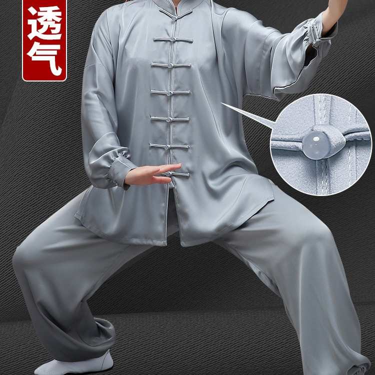 夏季醋酸冰丝太极服男女2025年新款太极拳练功服太极服装女装