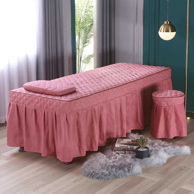 泰式按摩床罩加大宽高档床单套spa推拿单件床裙带洞1.2米水洗棉