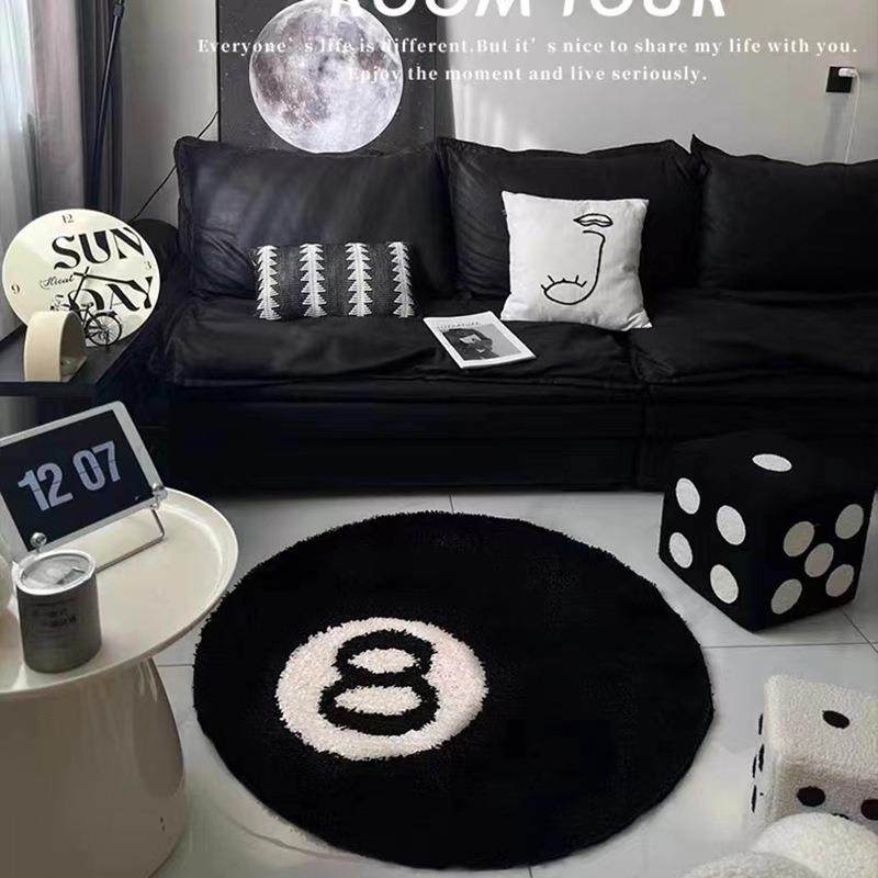 简约黑色8号植绒地毯客厅沙发茶几地垫书房卧室床边耐脏防滑垫子,模玩/动漫/周边/娃圈三坑/桌游,模型制作工具/辅料耗材,淘宝优惠券,粉丝福利购,淘宝优惠卷