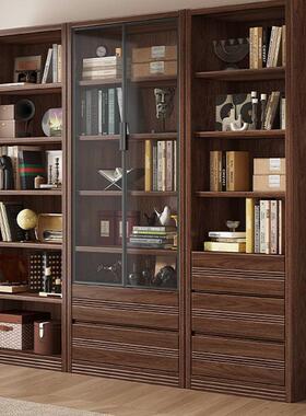 实木书UEQ柜储物柜体用客厅靠墙展示柜置物架玻璃带门整一墙落地