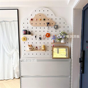 实木洞洞板定制鞋柜上方入户w玄关洞洞板置物架墙电表箱遮挡收纳