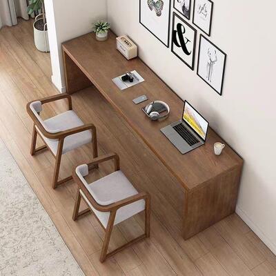 实木双人16026书桌长条条桌靠家用学现代墙写字简约脑学生习桌办