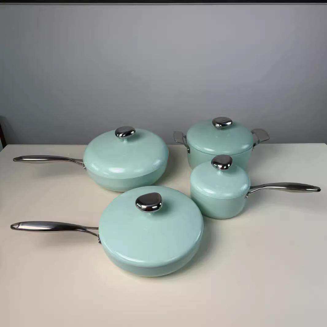 鹅卵石炒锅不锅珐琅无品牌/陶瓷锅炉网红高颜值家用锅粘电锅磁通