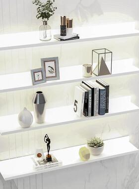 艺带灯发光掉落防层板壁挂式一字金属置物68591架铁客厅轻奢书挂