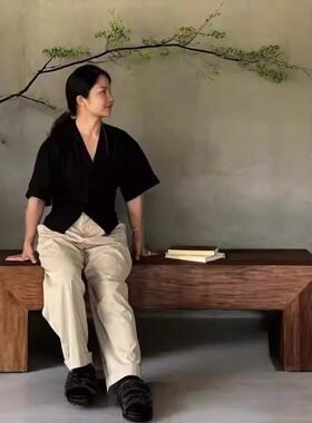 中古复古椅实木长条民凳宿侘寂原木子客ZFO厅茶几酒店风创意换鞋