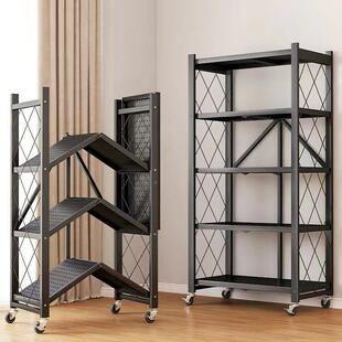 严选ZDZWJ041移动免安装多折架叠层置物架厨储房碳钢电器物阳台杂