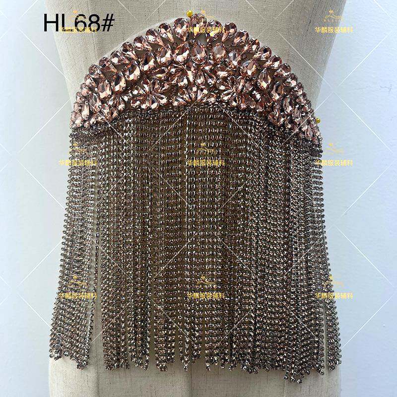 重手钉珠钻石纱礼服肩章辅料钻轻奢流婚苏水肩链DIY钉HL68#工珠辅