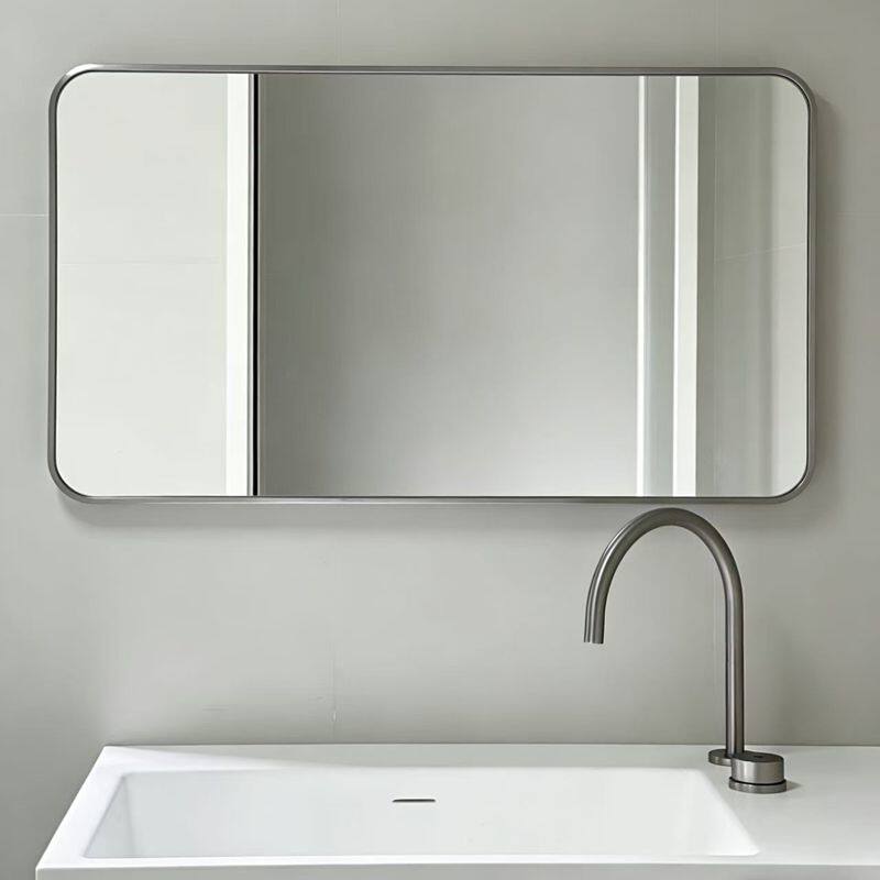 中古不锈钢长方形浴室镜卫浴洗手间镜设计师定制酒店民宿挂墙镜子