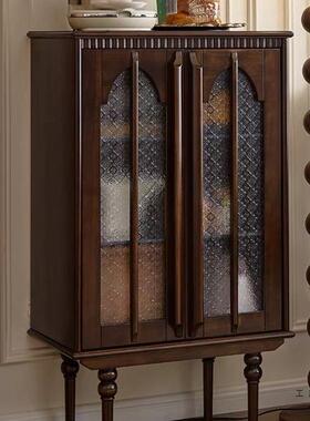 北Mu法式复古实木酒柜客厅靠墙储物柜中古风网红展示柜家用收纳柜