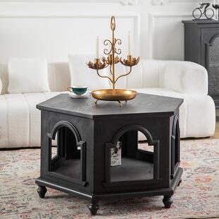 欧式宫廷风多边形实木茶几 小户型民宿下午茶六边形边几桌