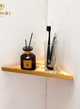 北黄铜三欧角栏转角架置物架可免钉金色CDY五金挂件浴室双层角壁