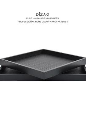 轻简约KIQ波浪皮革托盘现代意样饰板间客厅收奢纳盘展示盘装创品