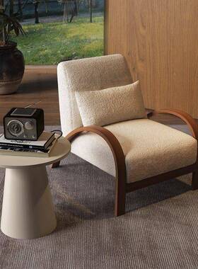 单人沙发椅风北欧客厅民宿椅子休闲店阳台网红创JMV懒人酒绒意布