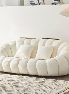 沙TZG小户瓜型发轻奢客厅现代简约科技网红绒款南懒人双三人布艺