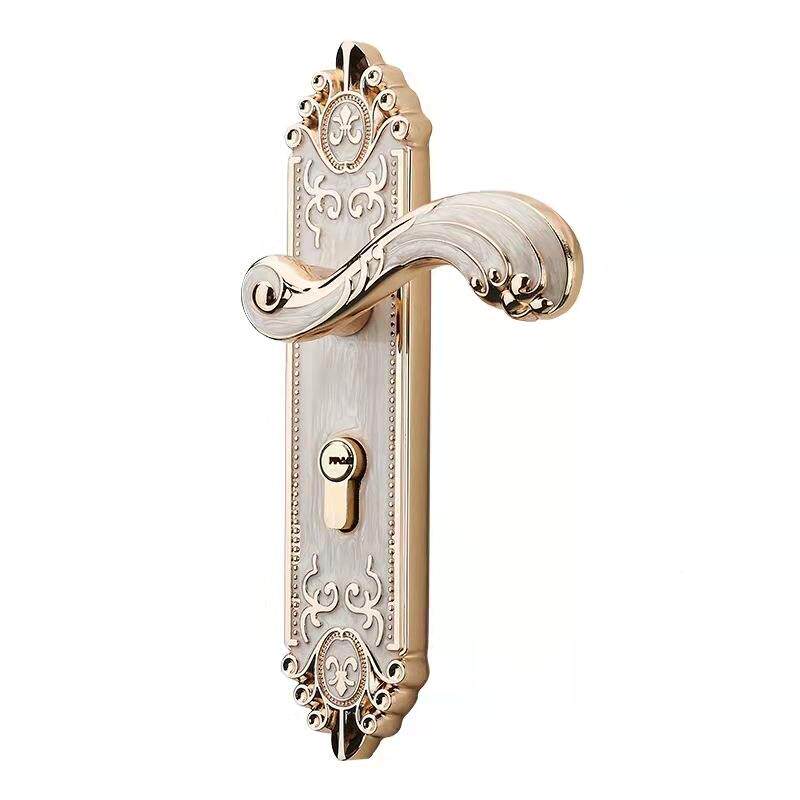 室用内门锁象牙白卧室通用型静音门门式把手实木锁家5202-L05锁具